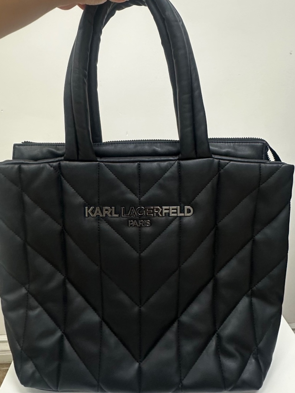 Karl Lagerfeld Paris Black Quilted Tote.